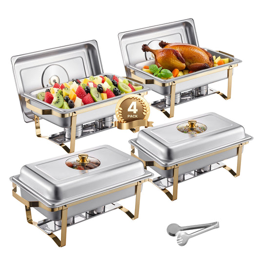 SucceBuy Stainless Steel Chafing Dish Buffet Set With Catering Warmer