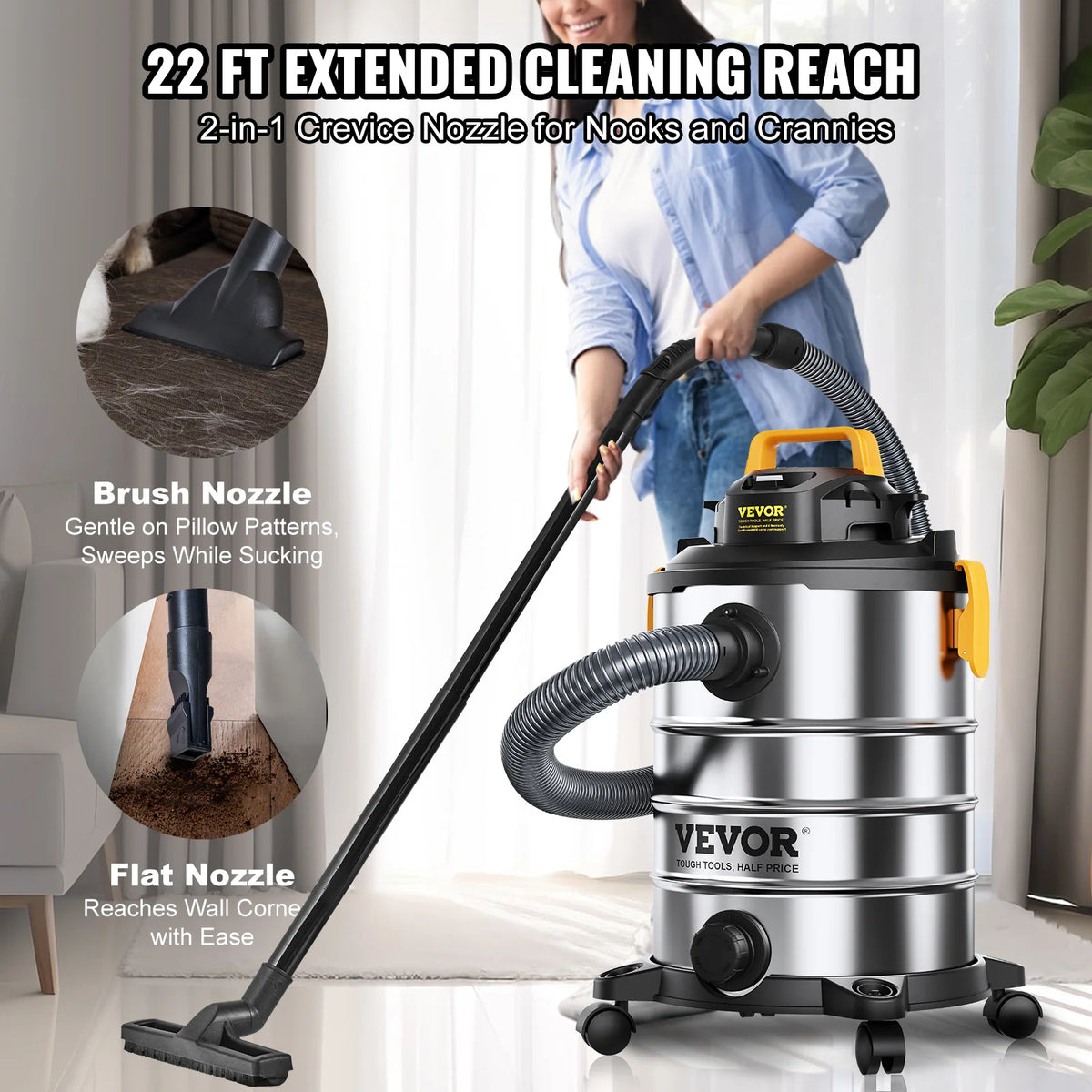 SucceBuy Stainless Steel Wet And Dry Shop Vacuum Powerful Suction