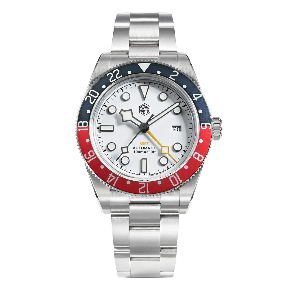 San Martin Automatic GMT Watch Sapphire Crystal 100M Water Resistant