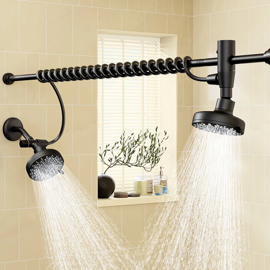 Adjustable Dual Shower Head for Couples With Water Saving Spray