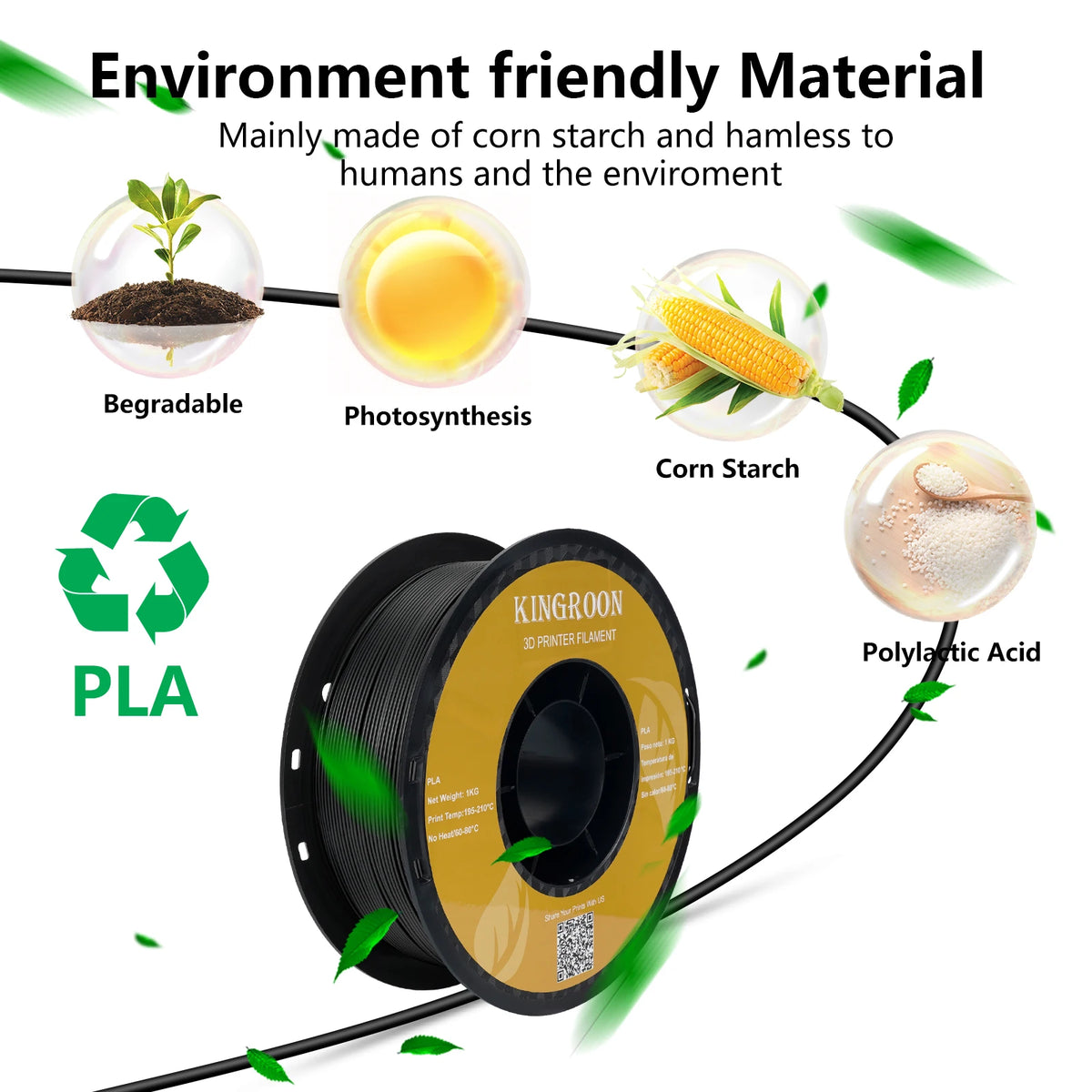 KINGROON PLA PETG 3D Printer Filament Assortment for FDM Printing
