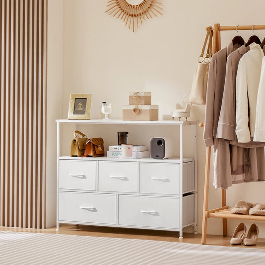 JHK Shoe Cabinet With Five Fabric Drawers And TV Stand