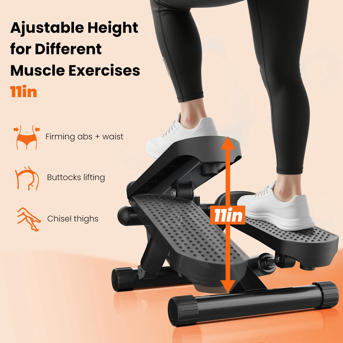 Mini Stepper with Resistance Bands and LCD Monitor for Cardio
