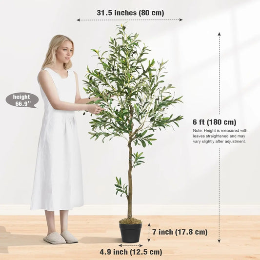 Olitree Faux Olive Tree With Natural Wood Trunk Home Decor