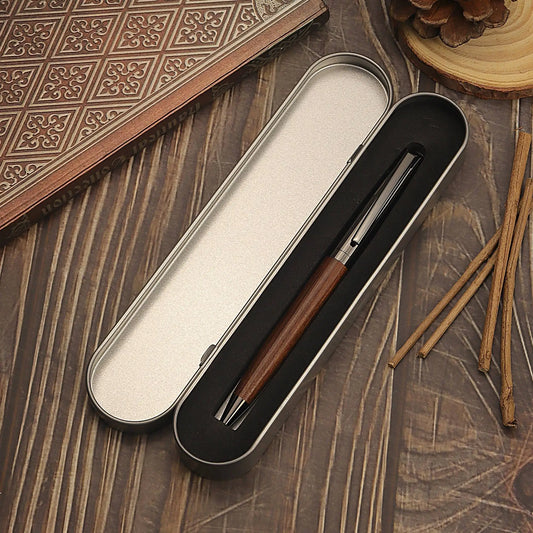 Elegant Metal Ballpoint Pen With Wood Spliced Barrel For Office