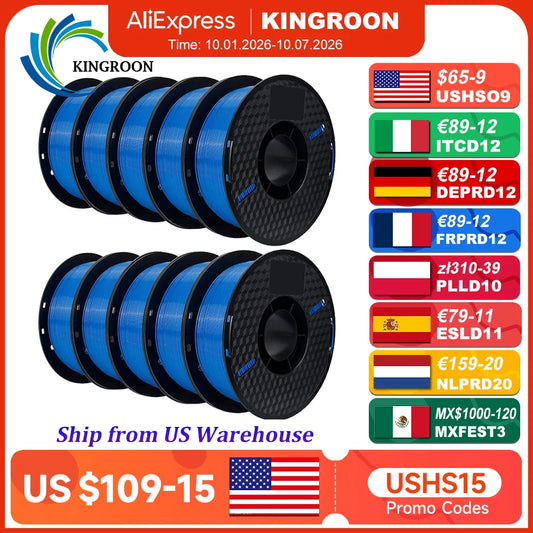 KINGROON PLA PETG 3D Printer Filament Assortment for FDM Printing