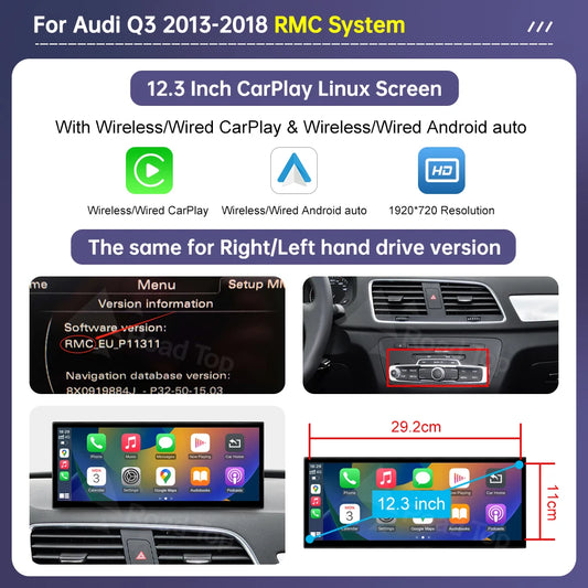 Road Top Audi Q3 Multimedia Player With Wireless CarPlay And Android Auto