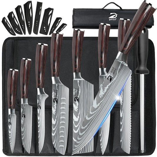 MDHAND Damascus Stainless Steel Knife Set With Protective Carry Bag
