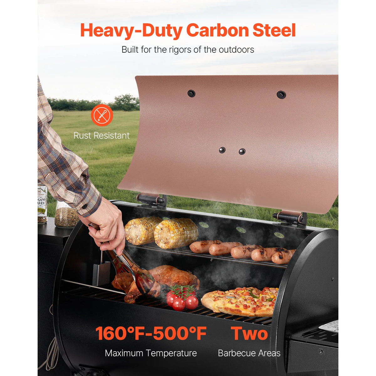 SucceBuy Wood Pellet Grill Smoker With Digital Temperature Controller