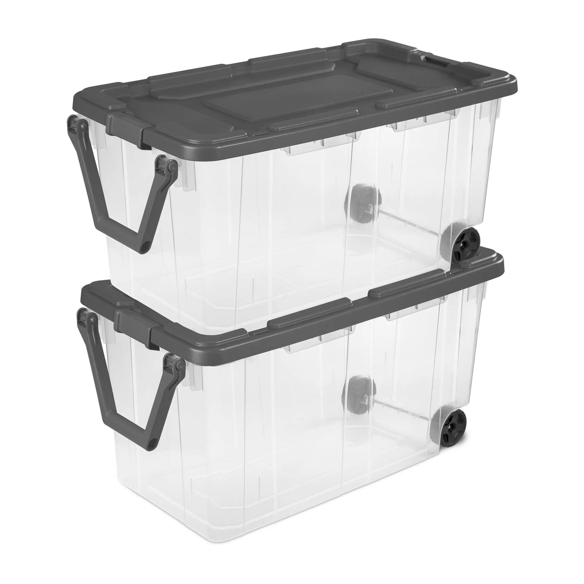 Sterilite Industrial Wheeled Plastic Storage Bin With Convenient Handle