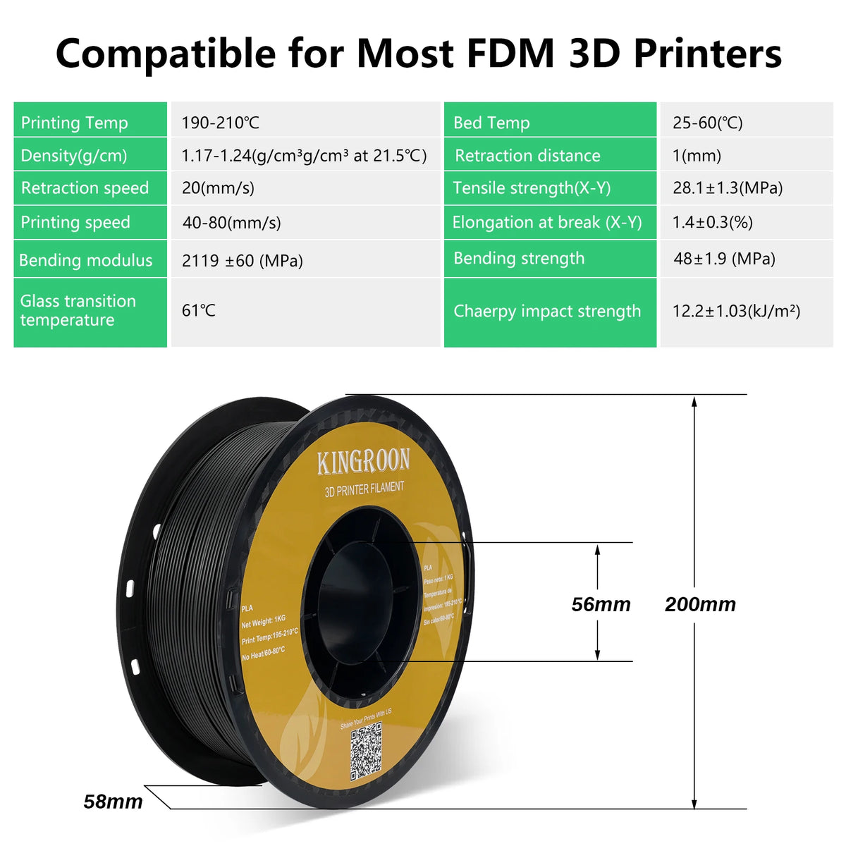KINGROON PLA PETG 3D Printer Filament Assortment for FDM Printing