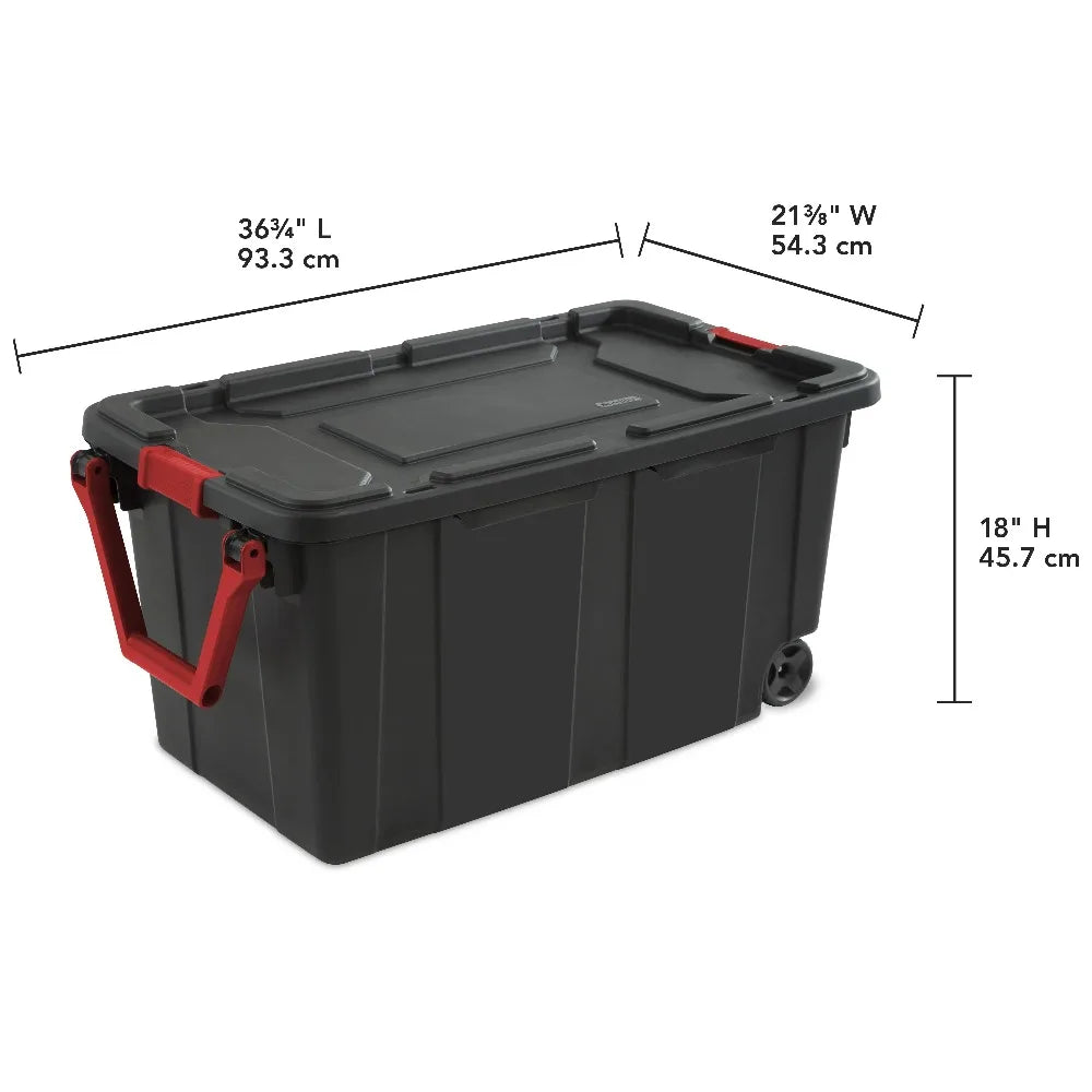 Sterilite Industrial Wheeled Plastic Storage Bin With Convenient Handle