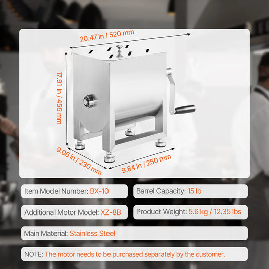 SucceBuy Manual Stainless Steel Meat Mixer for Sausage Processing