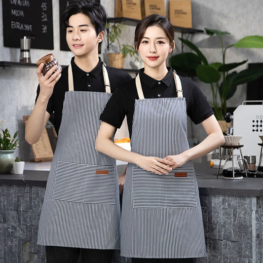 Striped Breathable Adjustable Kitchen Apron For Cooking And Baking