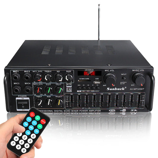Hcalory Bluetooth HiFi Stereo Amplifier With Remote And Microphone Inputs