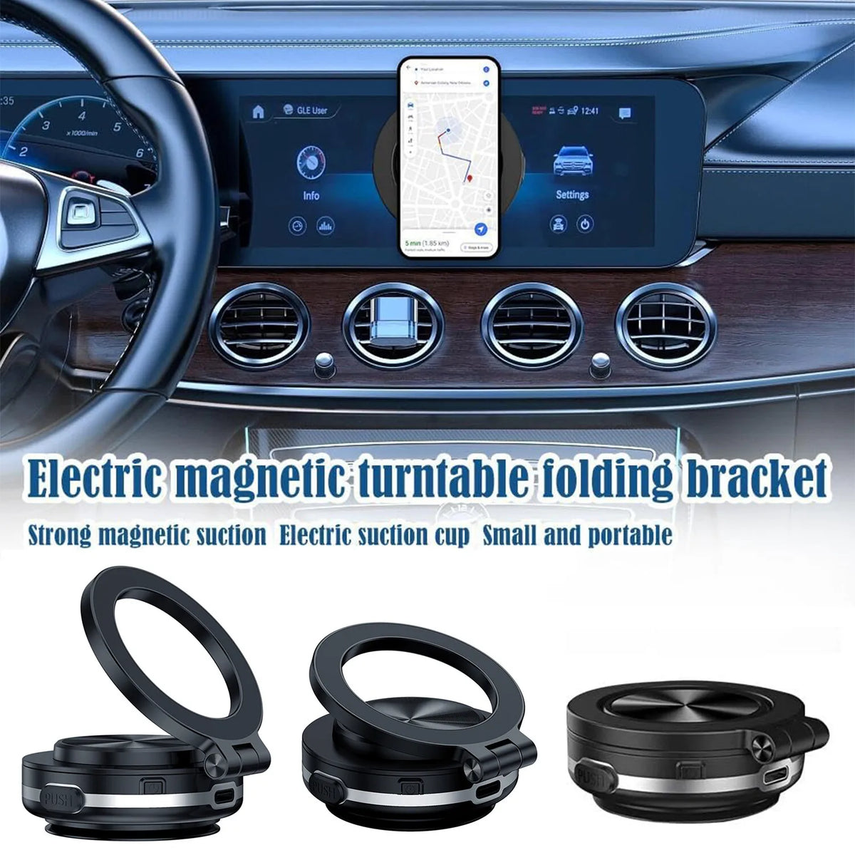 Magnetic Suction Cup Car Phone Mount With 360 Degree Rotation