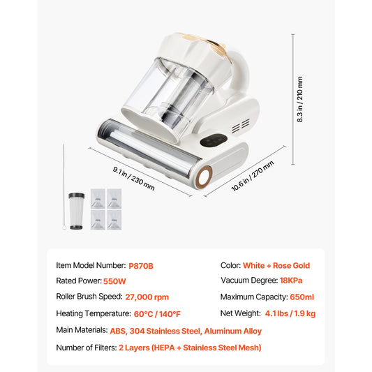 SucceBuy Mattress Vacuum Cleaner With HEPA Filter And Deep Cleaning