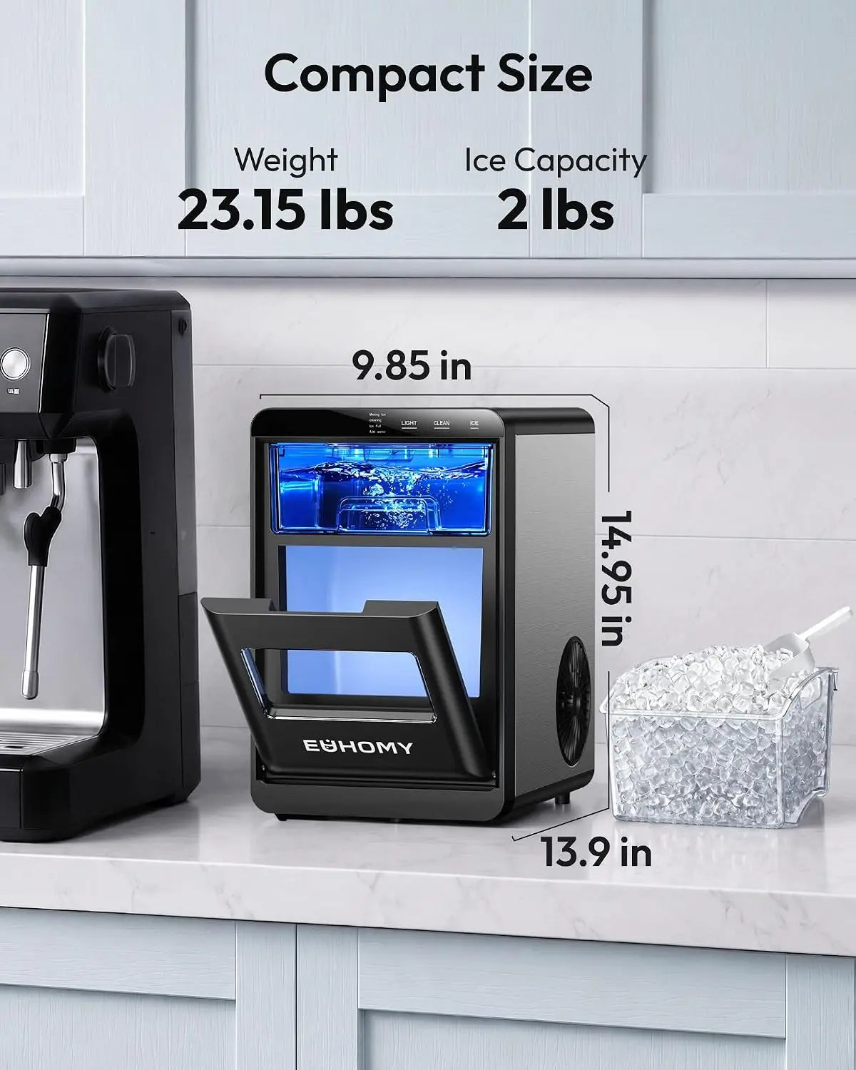 Countertop Nugget Ice Maker With Self Cleaning Function and Scoop