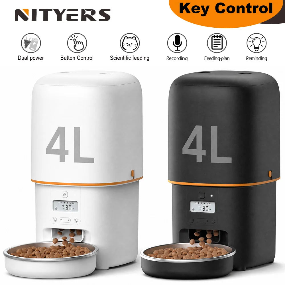 Nityers Automatic Cat Feeder With Voice Recording And Steel Bowl