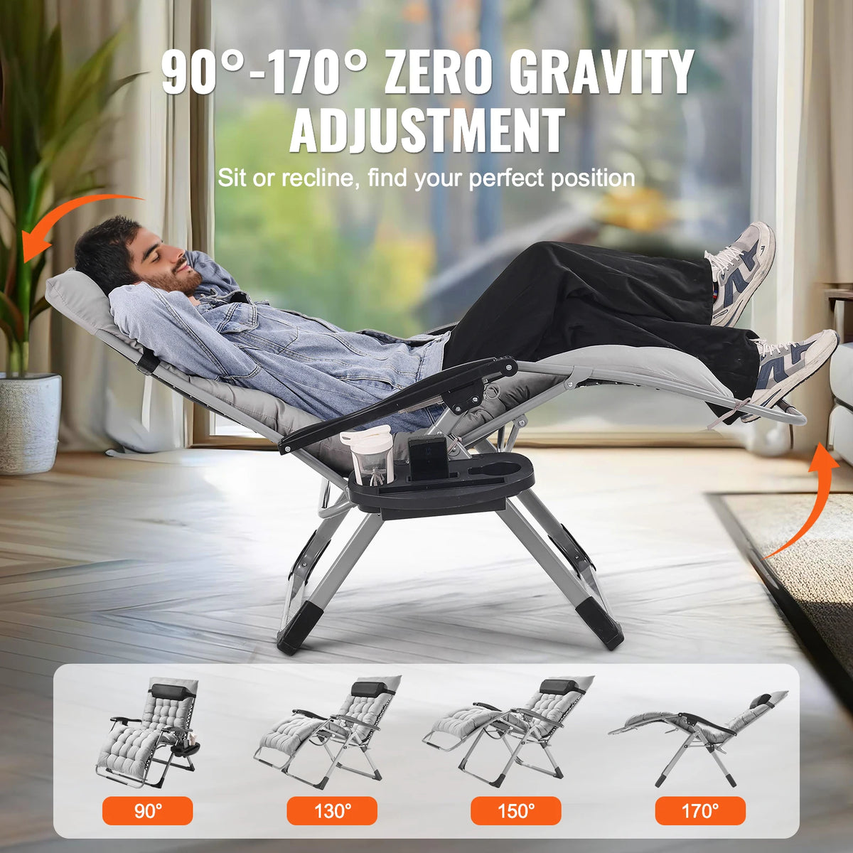 SucceBuy Zero Gravity Recliner Chair With Cushion And Cupholder