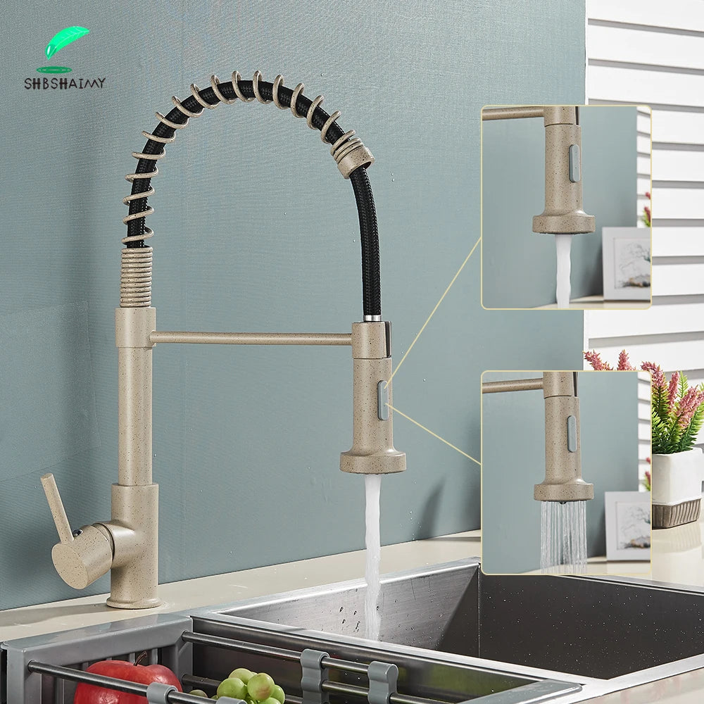 SHBSHAIMY Single Handle Pull Down Kitchen Faucet With Spring Sprayer