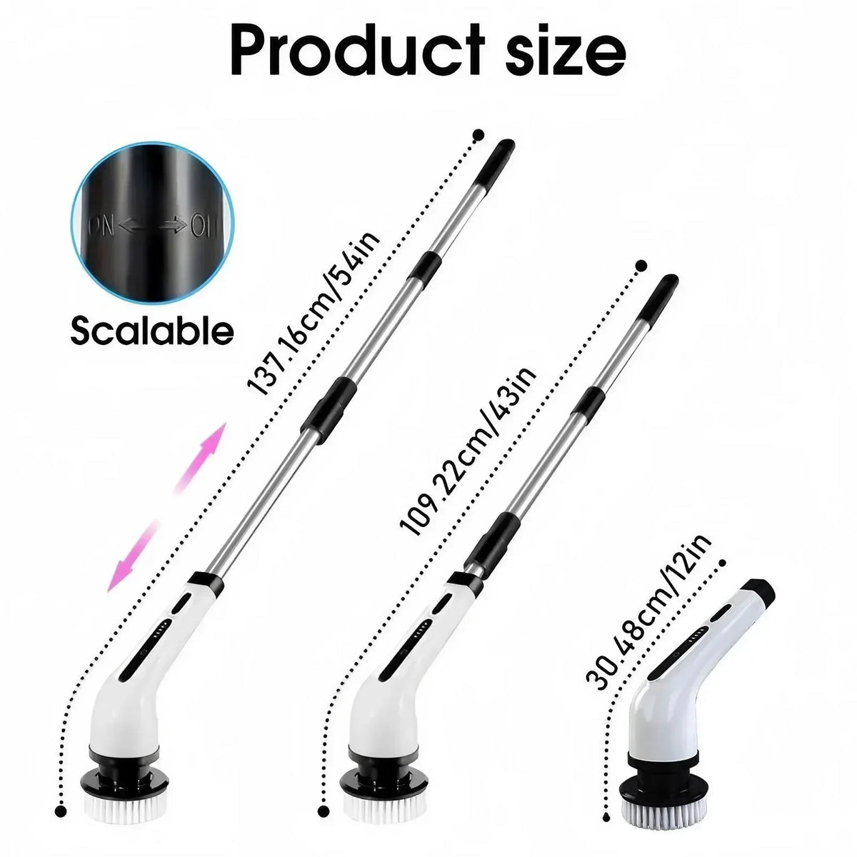 Rechargeable Cordless Electric Spin Scrubber With Replaceable Brush Heads