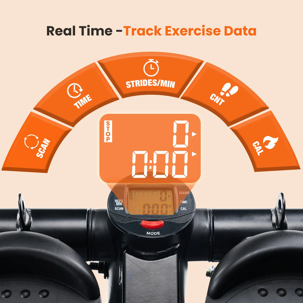 Mini Stepper with Resistance Bands and LCD Monitor for Cardio