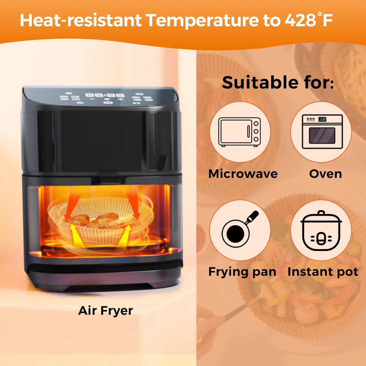 Disposable Unbleached Parchment Air Fryer Liners Nonstick Oil Resistant