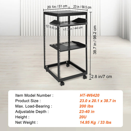 SucceBuy Adjustable Open Frame Server Rack for Data Center Equipment