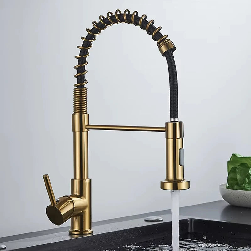 SHBSHAIMY Single Handle Pull Down Kitchen Faucet With Spring Sprayer