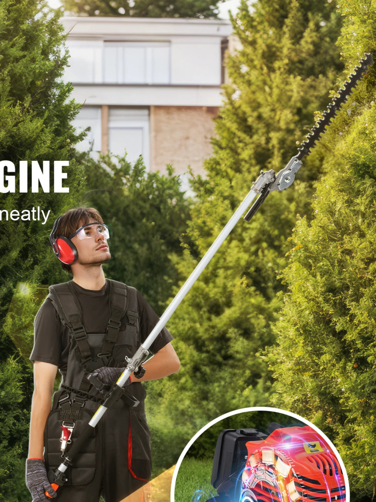 SucceBuy 6-in-1 Gas Trimmer With Pole Saw And Brush Cutter