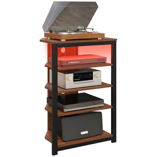 HOMCOM LED Four Tier Media Stand With Cable Management