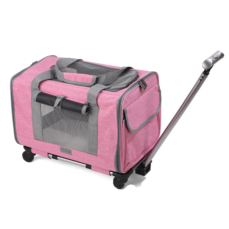 JTPAWS Rolling Pet Carrier With Wheels For Dogs And Cats