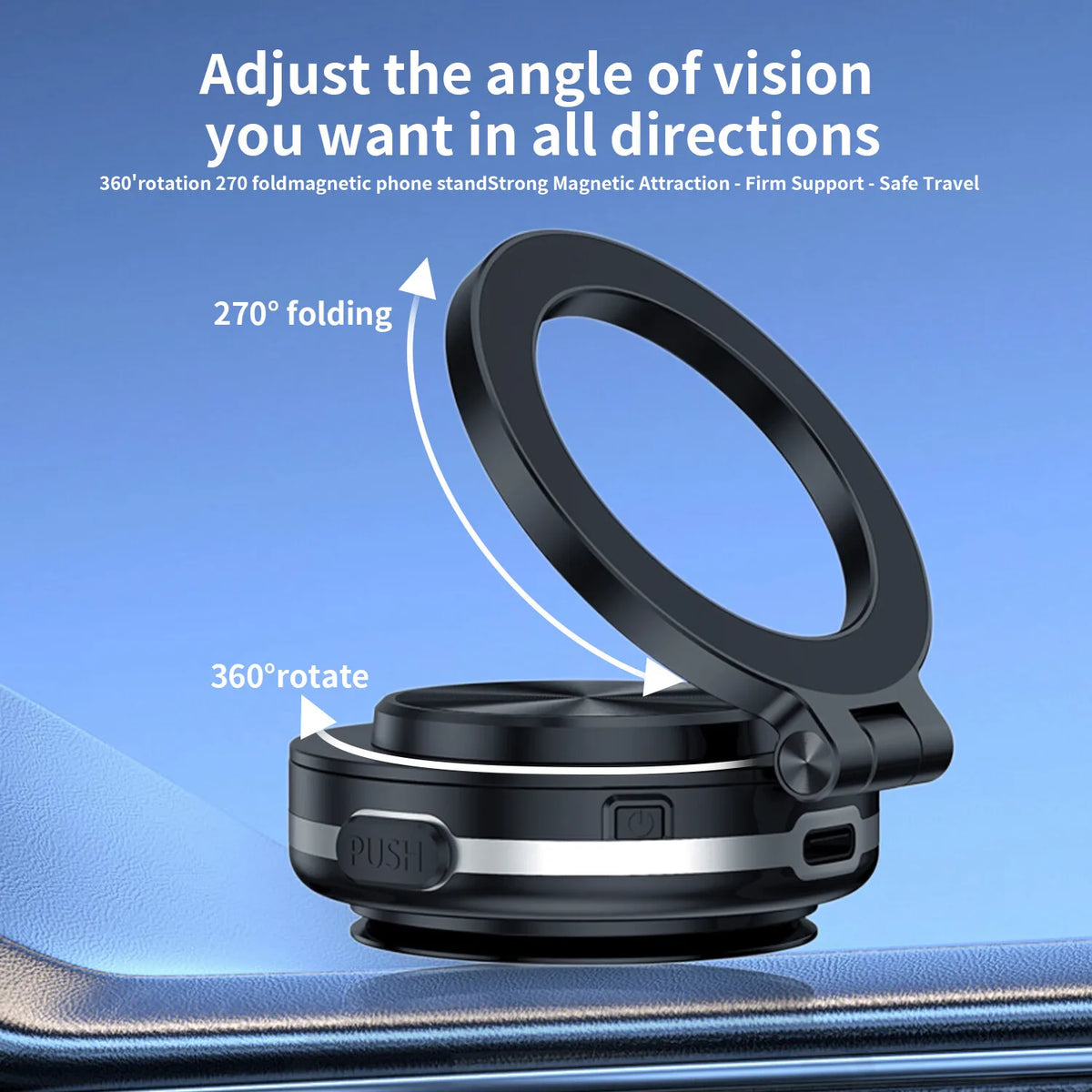 Magnetic Suction Cup Car Phone Mount With 360 Degree Rotation