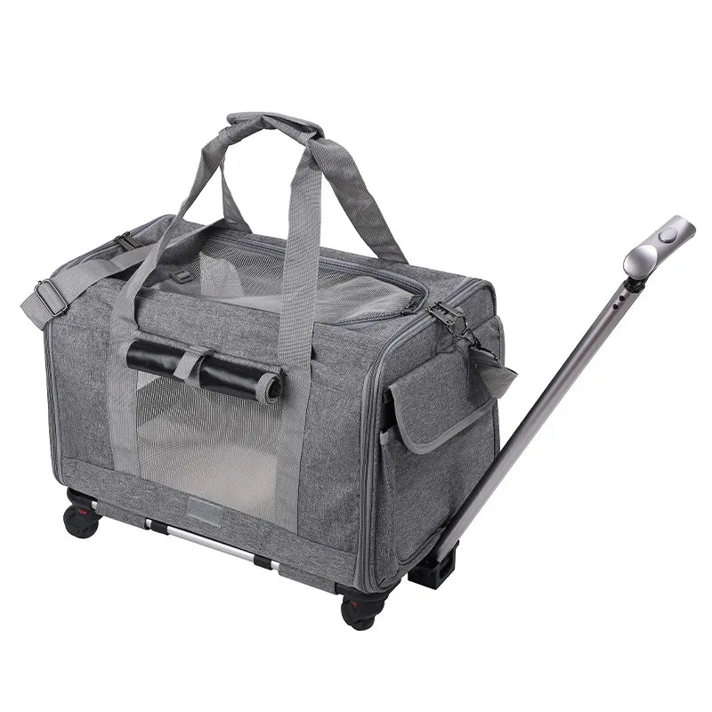JTPAWS Rolling Pet Carrier With Wheels For Dogs And Cats