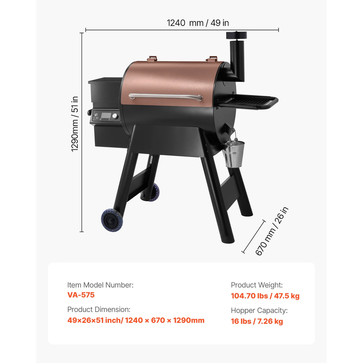 SucceBuy Wood Pellet Grill Smoker With Digital Temperature Controller