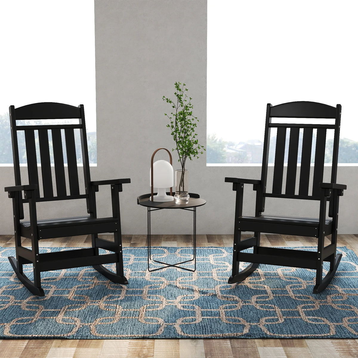 FOOWIN High Back Outdoor HDPE Patio Rocking Chair for Garden Furniture