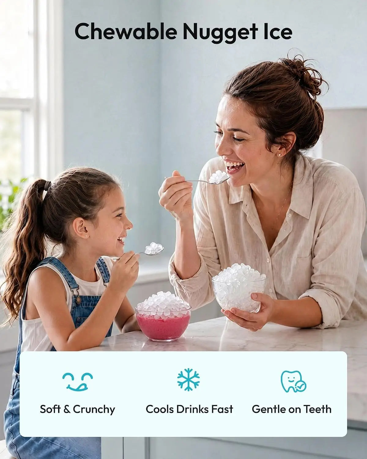 Countertop Nugget Ice Maker With Self Cleaning Function and Scoop