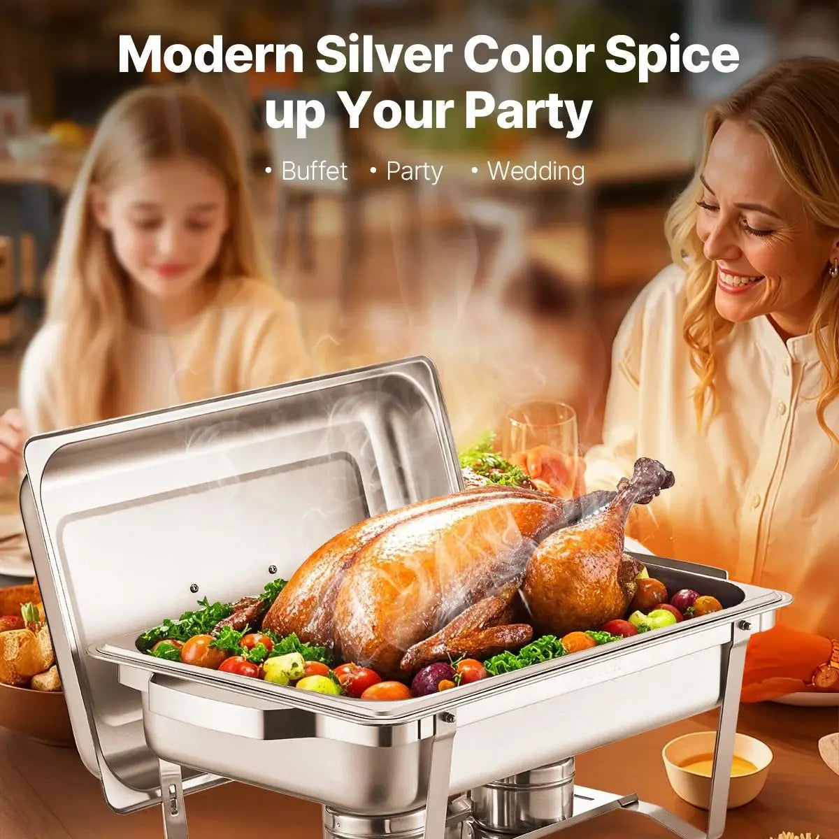 SucceBuy Commercial Chafing Dish Buffet Warmer with Serving Pans