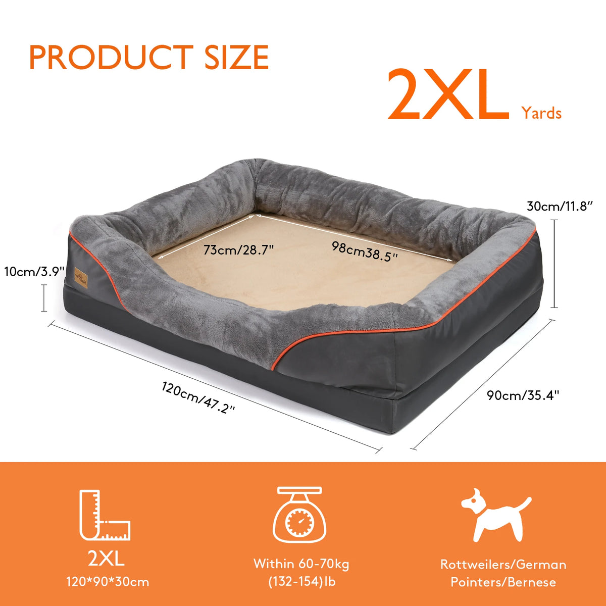 BINGOPAW Orthopedic Memory Foam Quilted Bolster Dog Bed
