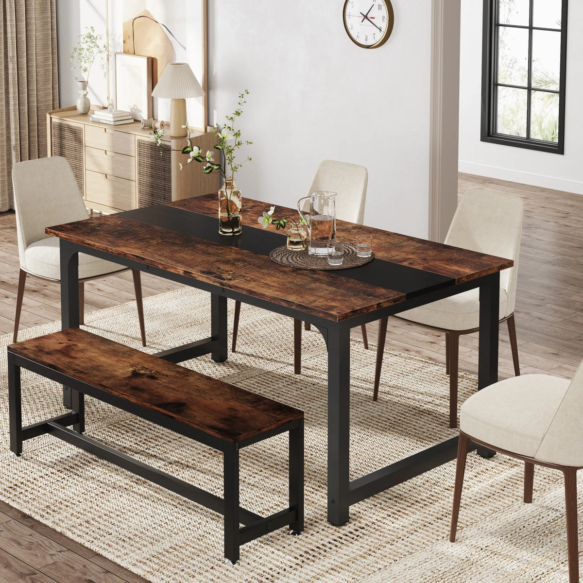 Tribesigns Industrial Dining Table for Kitchen and Dining Room