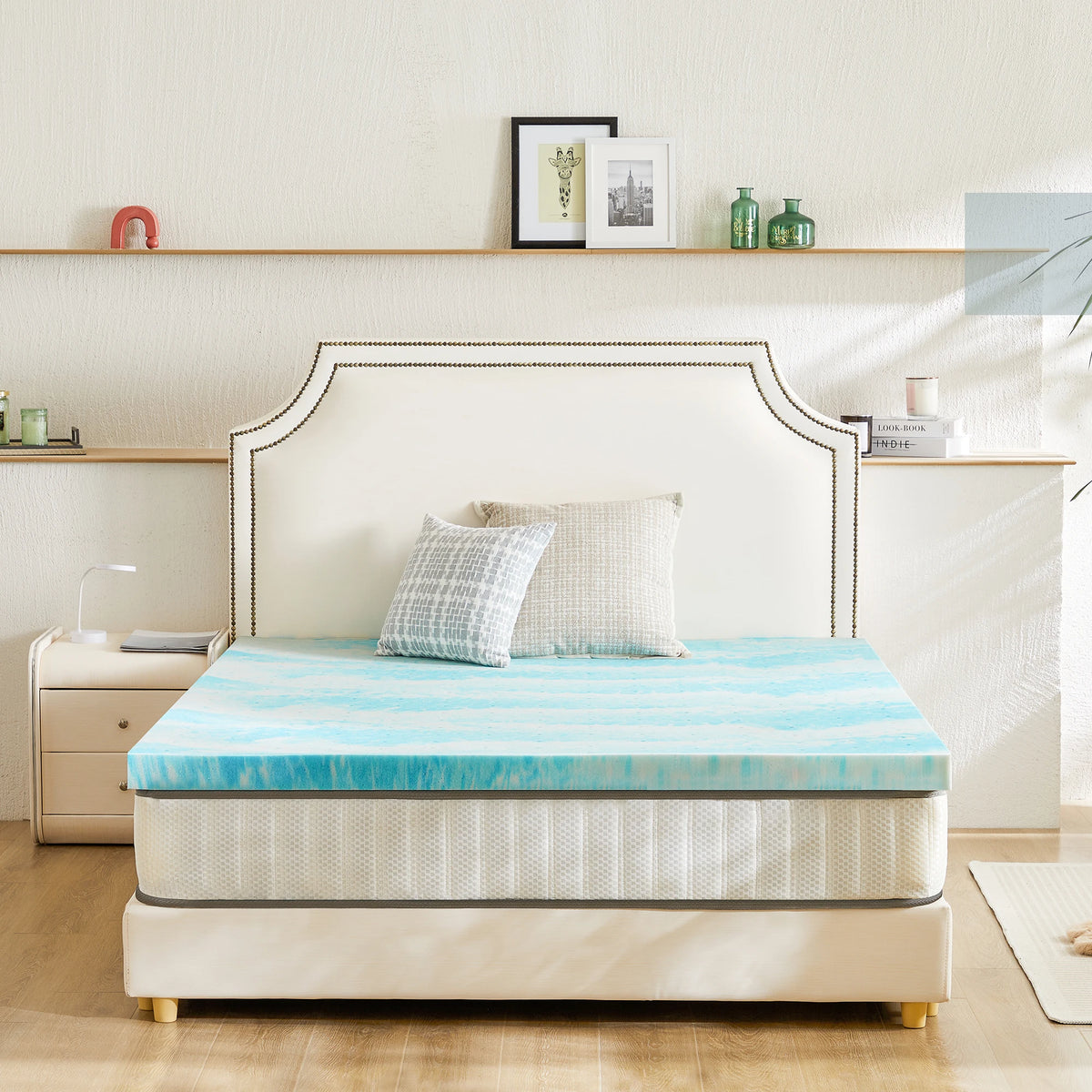 JHK Gel Cooling Memory Foam Mattress Topper for Breathable Comfort