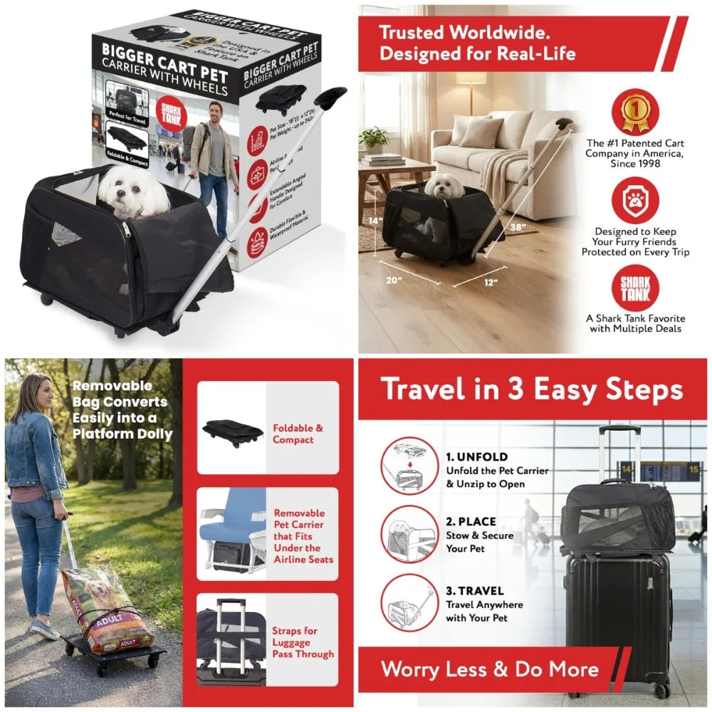 Airline Approved Rolling Pet Carrier for Dog and Cat Travel