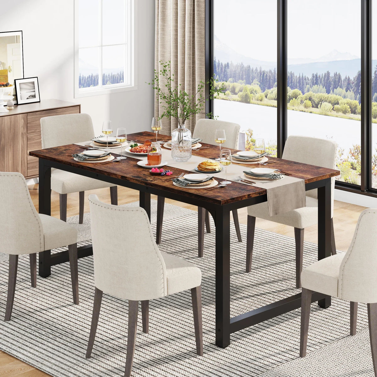 Tribesigns Industrial Dining Table for Kitchen and Dining Room