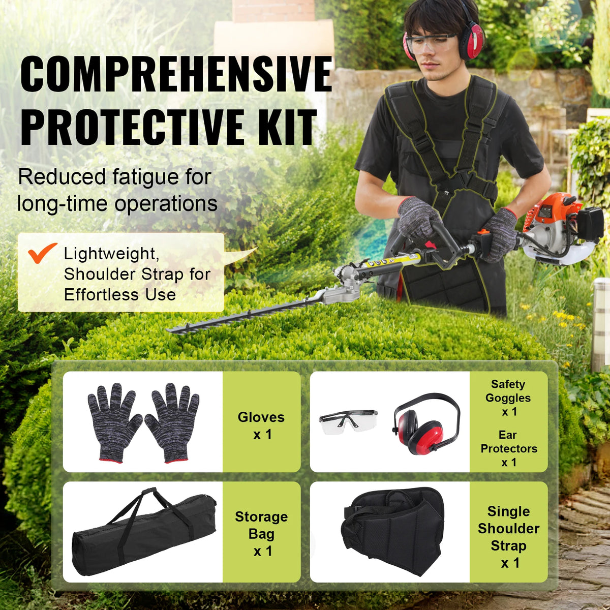 SucceBuy 6-in-1 Gas Trimmer With Pole Saw And Brush Cutter