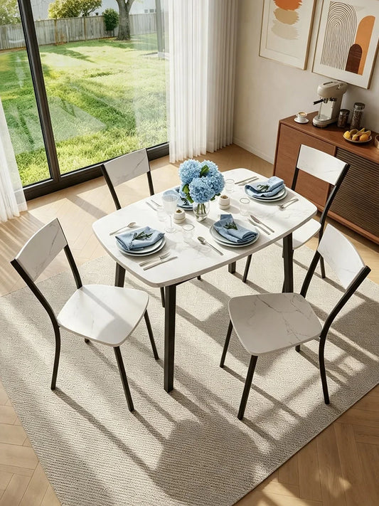 HiMISS Dining Table Set With Four Chairs And Storage Shelf