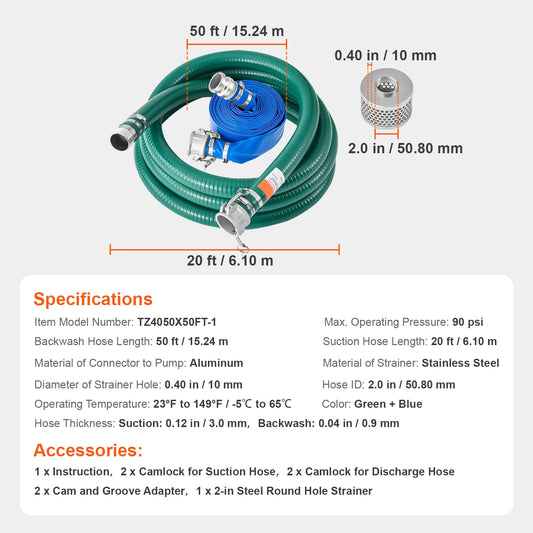 SucceBuy Water Pump Suction and Backwash Hose Kit With Accessories