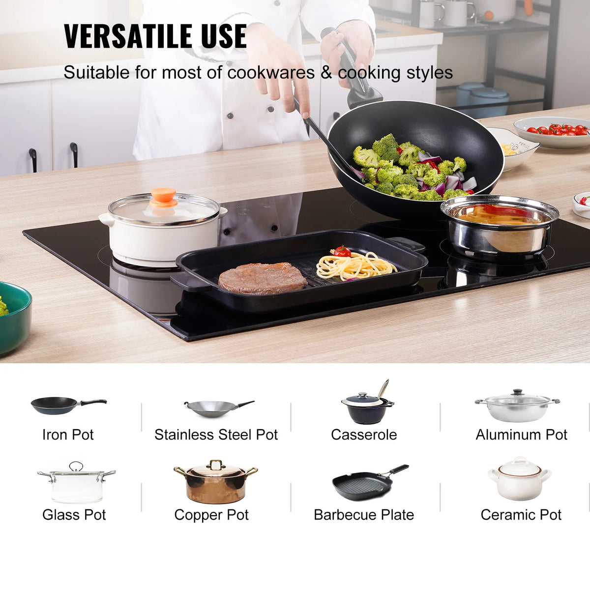 SucceBuy Built In Electric Cooktop With Multiple Powerful Burners
