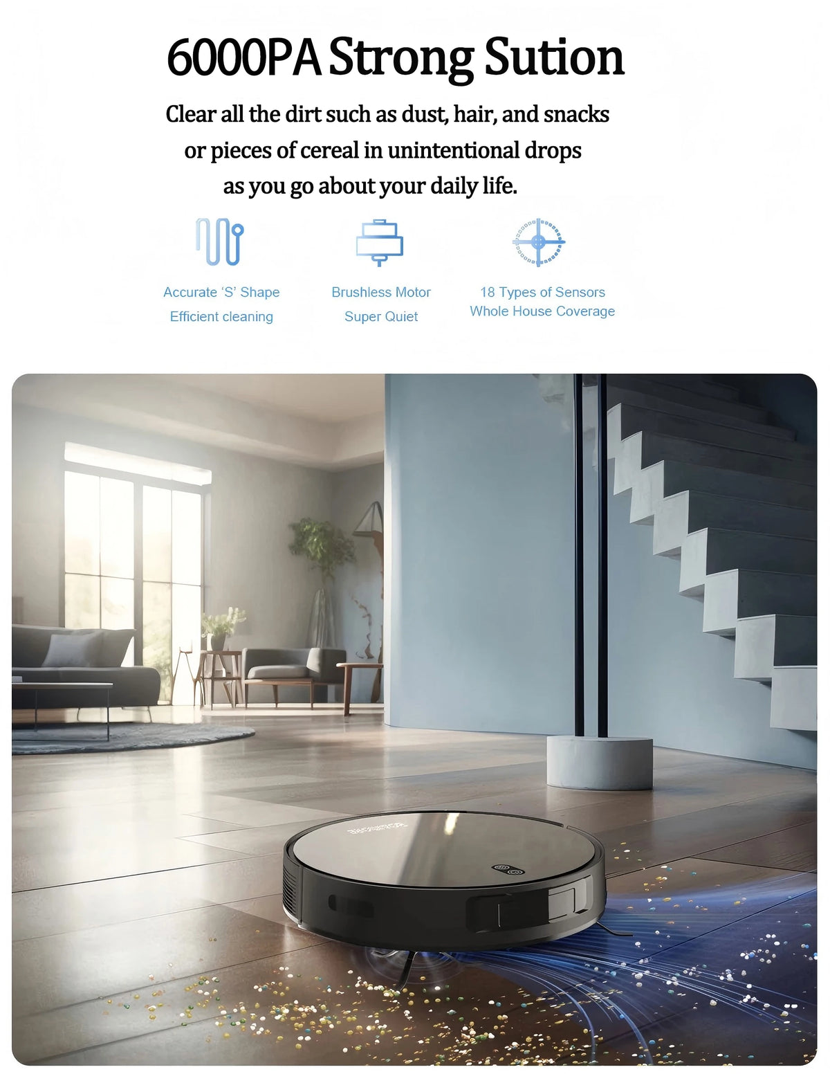 BOAIMORE Robot Vacuum Mop Combo with Mapping and Self Charging