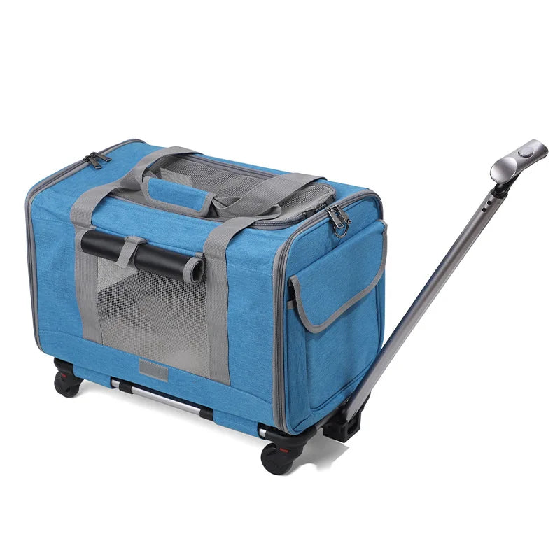 JTPAWS Rolling Pet Carrier With Wheels For Dogs And Cats